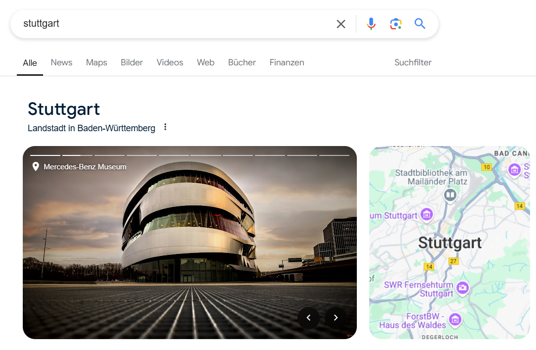 Screenshot of bringbackmaps extension restoring Google Maps button in search results